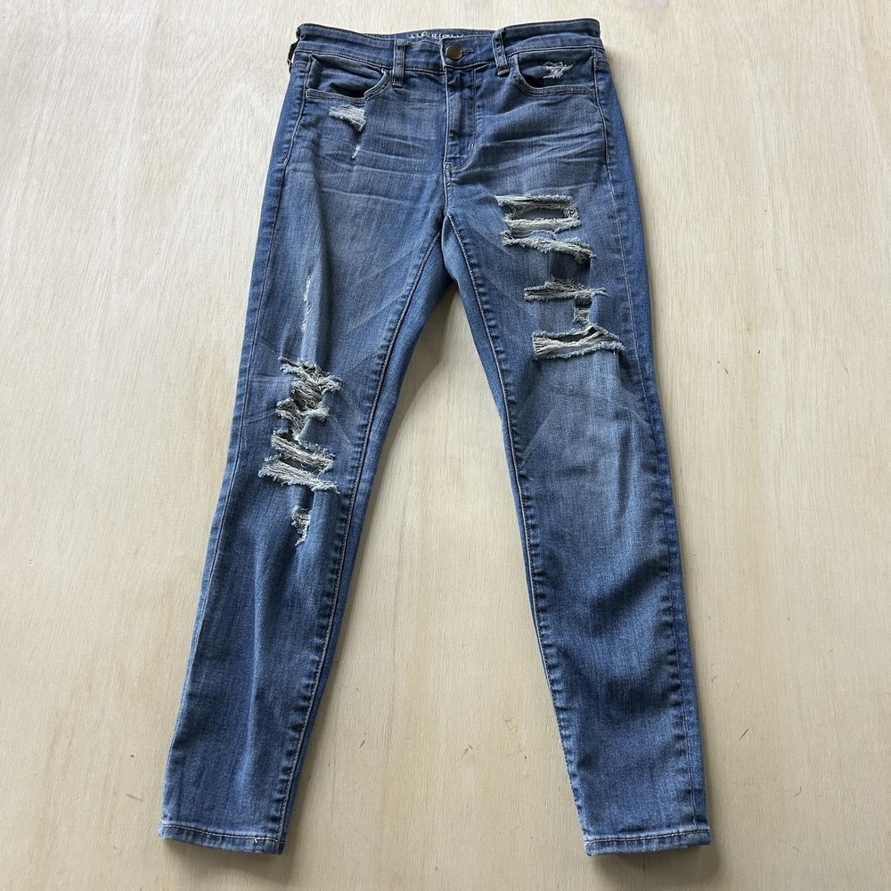 American Eagle Outfitters Jeans‎ Womens 6 Short Distressed Skinny Blue Denim